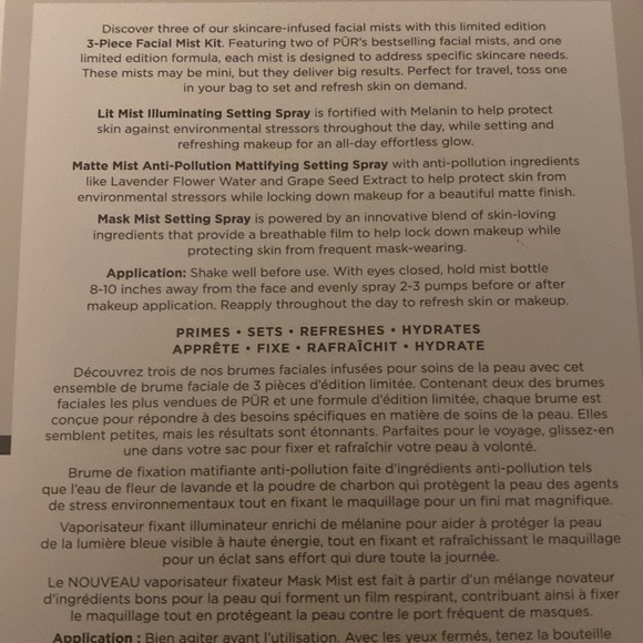 Pur Face Setint Spray Set - Picture 2 of 2